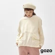 【gozo】造型口袋異材質拼接長袖上衣(兩色)
