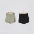 【CUMAR】雙腰帶裝飾設計鬆緊腰-女短褲 鬆緊 黑 綠(二色/版型合身)