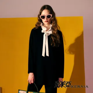 【KERAIA 克萊亞】美麗邂逅V領側邊織條針織上衣
