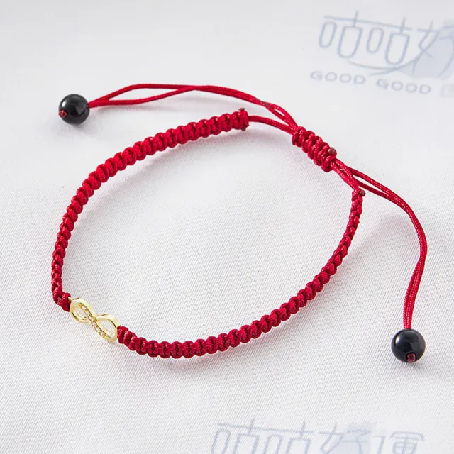 【咕咕好運GoodGoodLuck】永恆的幸運14K金本命年紅繩黑曜石手鍊 ｜《含開光》化煞、轉運(#保平安#擋煞)