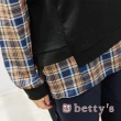 【betty’s 貝蒂思】假兩件拼接格子布上衣(黑色)
