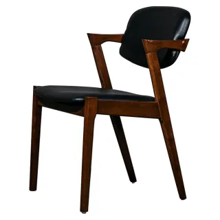 【H&D 東稻家居】簡約造型深色實木餐椅(餐椅 椅子 實木)