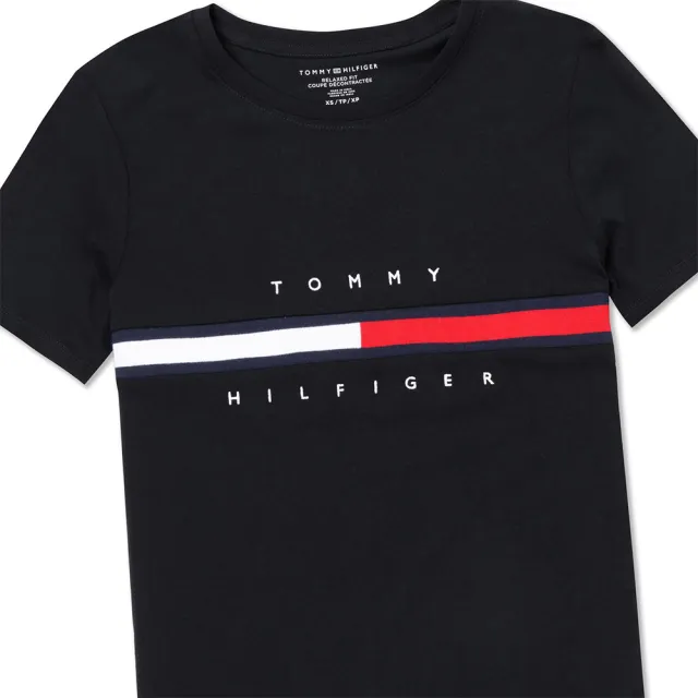 【Tommy Hilfiger】TOMMY 經典刺繡文字Logo圖案短袖T恤 上衣-女-黑色(平輸品)