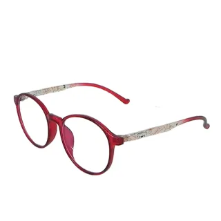 【Docomo】TR90女童眼鏡　頂級抗藍光鏡片　造型新設計　輕盈好戴　質感紅色(藍光眼鏡)