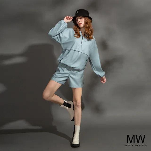 【MAGIQUE WARDROBE】落肩格紋連帽上衣(2色)