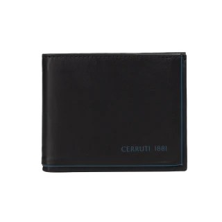 【Cerruti 1881】義大利頂級小牛皮8卡短夾皮夾 CEPU05431M(黑色 贈原廠送禮提袋)