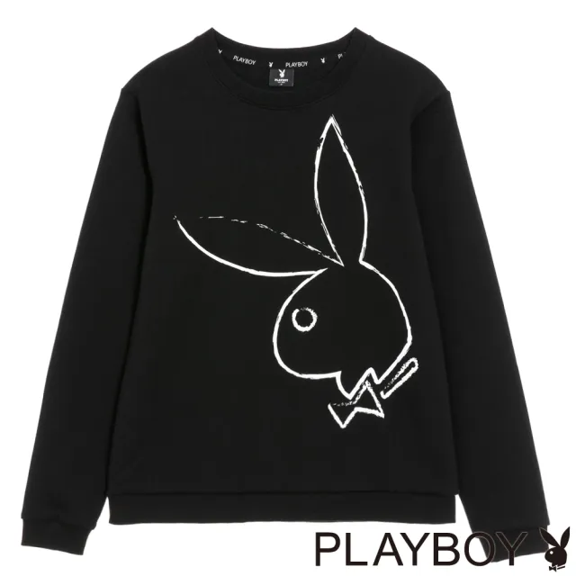 【PLAYBOY】筆刷大框兔上衣(黑色)