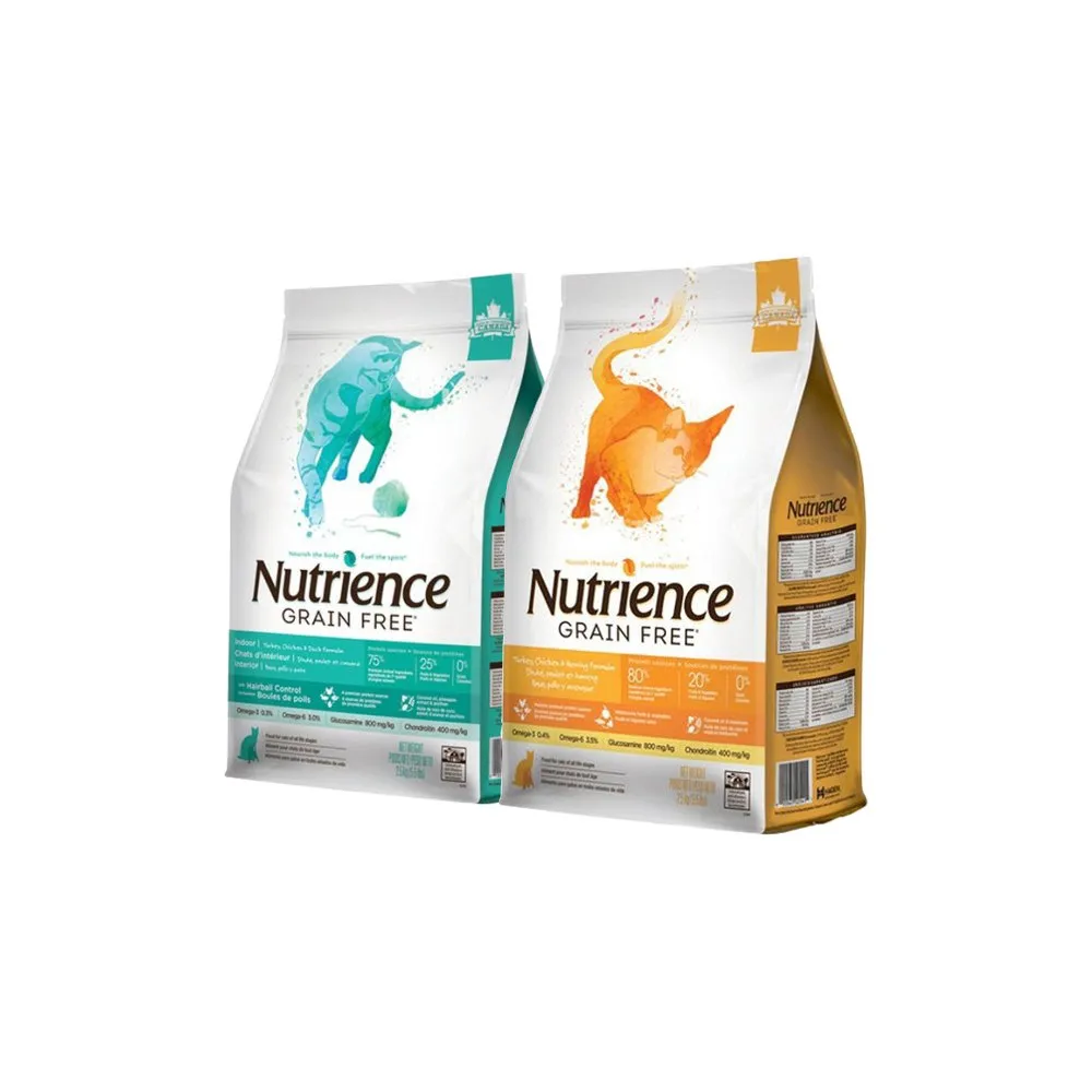 【Nutrience 紐崔斯】GRAIN FREE無穀養生貓糧 5kg/11lbs（火雞肉+雞肉+鴨肉/火雞肉+雞肉+鯡魚）(貓飼料)