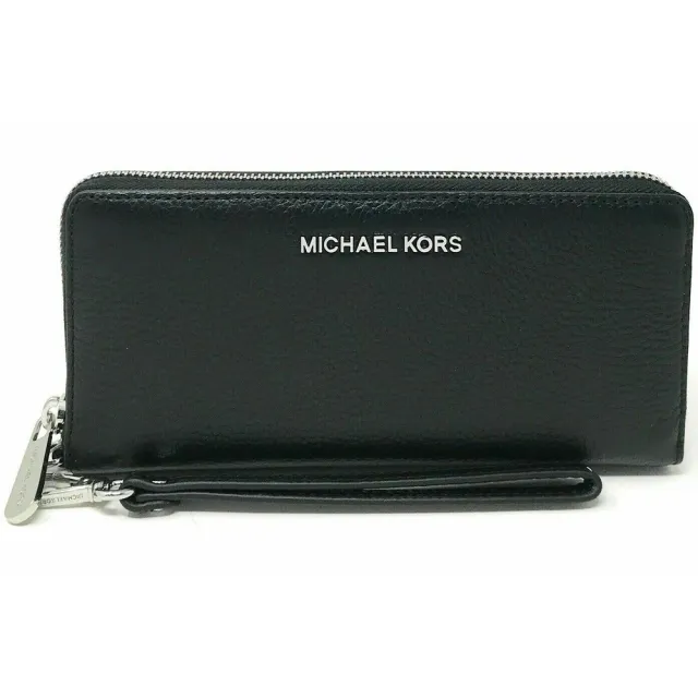 【Michael Kors】簡約皮革拉鍊長夾-黑(現貨)
