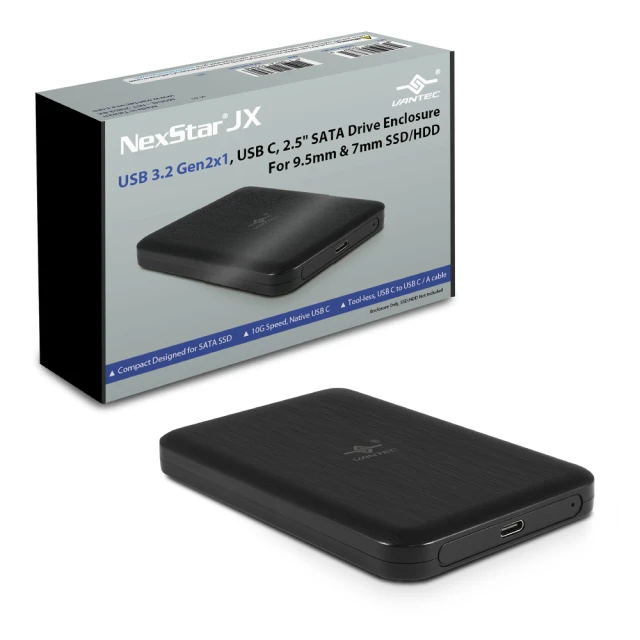 【Vantec 凡達克】NexStar JX USB 3.2 Gen 2x1 Type C 2.5吋SATA SSD / HDD外接盒(NST-258S3-BK)