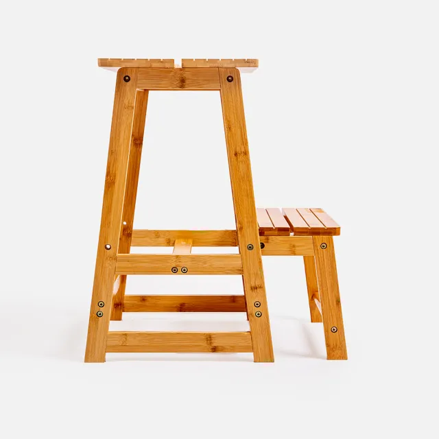 【特力屋】日式竹製梯椅