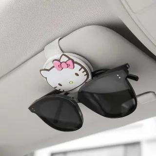 【HELLO KITTY】凱蒂貓車用遮陽板眼鏡收納夾車用眼鏡夾(眼鏡收納 卡夾 票夾)