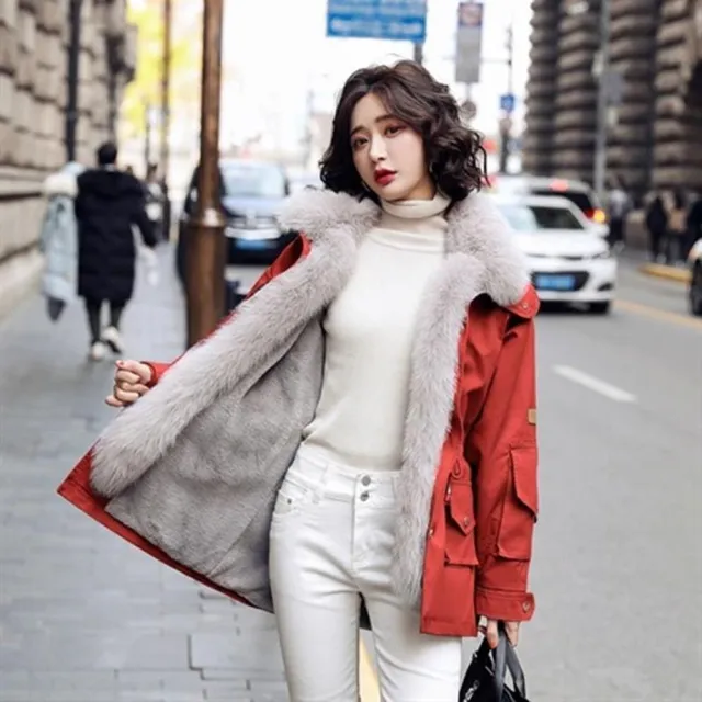 【巴黎精品】現貨+預購 鋪棉外套科技棉大衣麵包服(時尚狐狸毛領保暖短款女外套2色v1an69 5K)