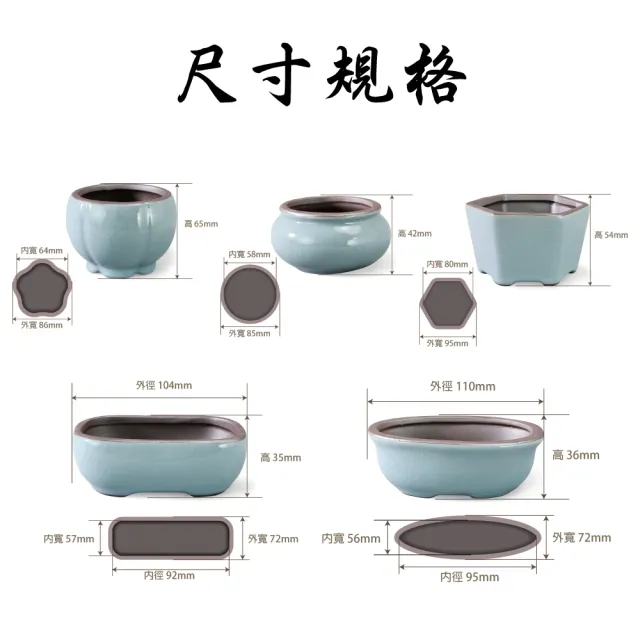 【園藝蒔光】哥窯陶瓷盆五款組(園藝 盆裁 多肉 植物 仙人掌 陶盆)