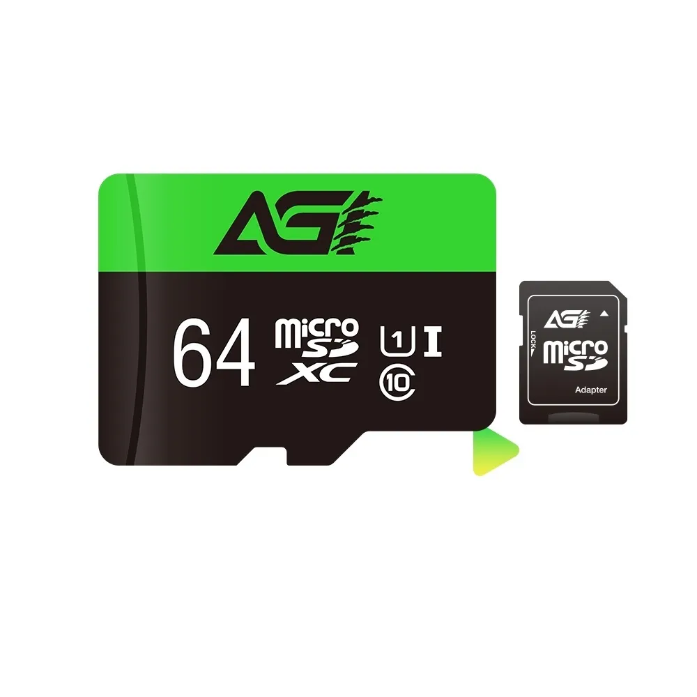 (十入組)【AGI亞奇雷】microSDXC UHS-I 64G 記憶卡 附轉卡(Made in Taiwan)