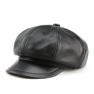 【巴黎精品】現貨+預購 貝雷帽畫家帽真皮皮帽(時尚保暖八角平頂羊皮男女帽子v1at24)