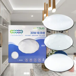 【HappyBright 樂亮】LED 30W 快可拆吸頂燈 全電壓 2入(防塵 防蚊蟲 防水 防鏽 防觸電 白光/自然光/黃光)