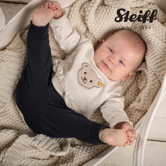 【STEIFF】熊頭童裝  荷葉下擺長袖T 內刷毛(長袖上衣  啾啾款)