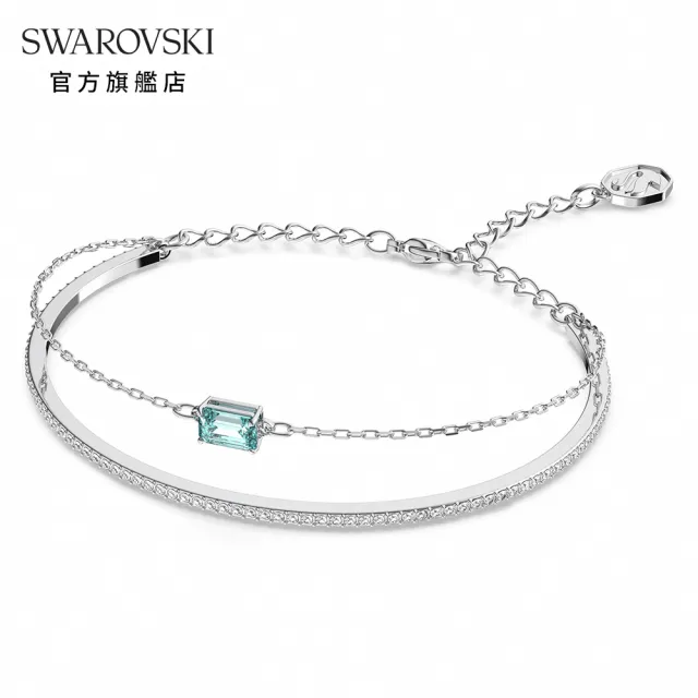 【SWAROVSKI 官方直營】Millenia 手鐲 八角形切割 藍色 鍍白金色 交換禮物