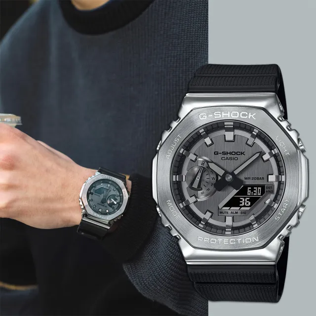 【CASIO 卡西歐】G-SHOCK  八角雙顯電子錶 畢業禮物(GM-2100-1A)