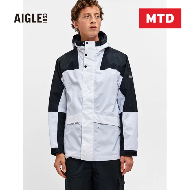 【AIGLE】優惠商品 男 MTD 防水透氣外套AG-FK608A130 白色(防水外套 防風外套 衝鋒衣)