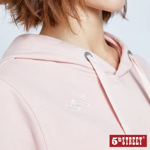 【5th STREET】女壓織帶帽T-粉紅