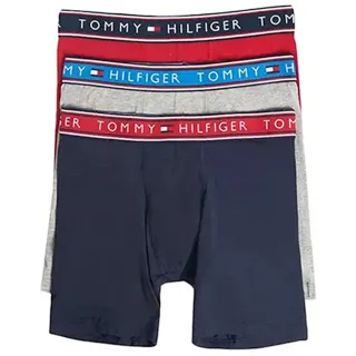 【Tommy Hilfiger】2022男經典棉質紅灰藍色四角修飾內著混搭3件組-網(預購)