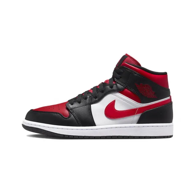 NIKE 耐吉 Air Jordan 1 Mid White Black Red 黑紅腳趾 高筒 休閒鞋 554724-079