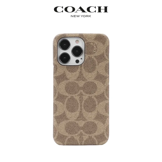 COACH】iPhone 14 Plus 精品手機殼卡其色經典大C(保護殼/手機套