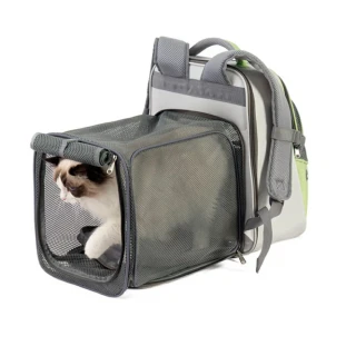 【May Shop】撞色外出便攜寵物包 亞馬遜熱賣一體透氣狗狗貓咪背包