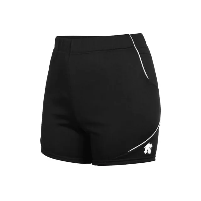 【DESCENTE】女運動短褲-三分褲 排球 運動 針織 慢跑 訓練 迪桑特 黑白(DSP-6100WT-BWH)