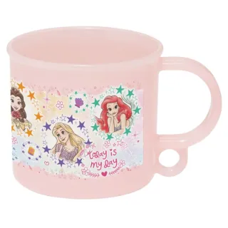 【小禮堂】Disney 迪士尼 公主 兒童單耳塑膠杯 200ml Ag+ - 粉星星圓框款(平輸品)