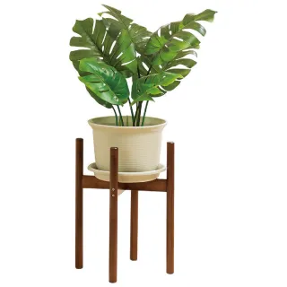 【picknew】圓棍花盆架 M款高40cm(落地式碳烤色造型花盆架 原材實木花架 防潮花架 造型花盆花架)