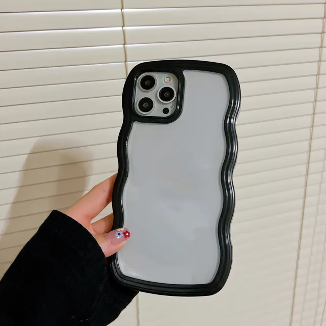 【LOYALTY】iPhone14Plus/14Pro/14ProMax小眾暗黑少女心黑邊波浪造型手機保護殼