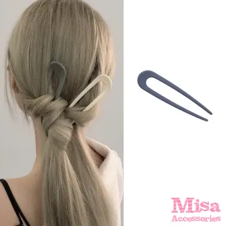 【MISA】磨砂髮簪 U型髮簪/簡約磨砂糖果色系U型盤髮髮簪  髮釵 盤髮器(6色任選)