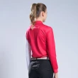 【PLAYBOY GOLF】女款V型配色薄長袖POLO衫-紅(吸濕排汗/抗UV/高爾夫球衫/KA22201-18)