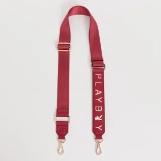 【PLAYBOY】可調節式五金字母寬版背帶 PLAYBOY背帶系列(紅色)