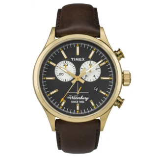 【TIMEX】天美時雙眼計時腕錶Waterbury Chronograph系列 黑/咖啡/ TXT2P75300