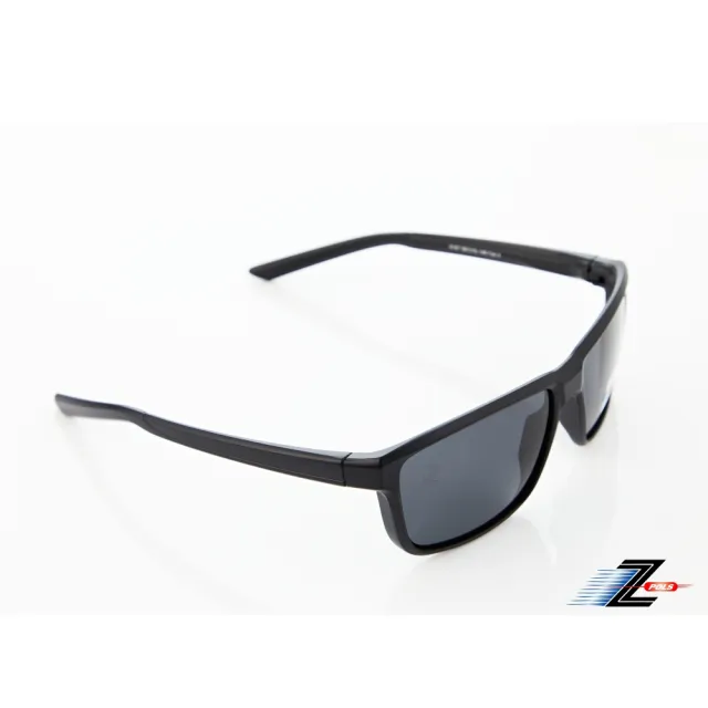 【Z-POLS】頂級消光黑TR90輕量材質 搭Polarized黑偏光抗UV400運動太陽眼鏡(全框有型設計)