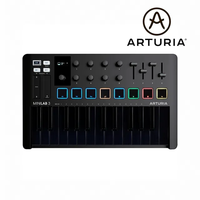 【Arturia】MiniLab 3 25鍵 MIDI鍵盤 全黑 (原廠公司貨 商品保固有保障)