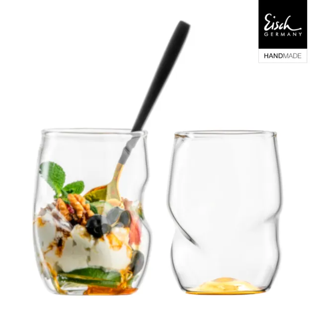 【Eisch】德國UNIK手工金色曲型杯/無鉛水晶玻璃杯/手工杯-330ml/2入組