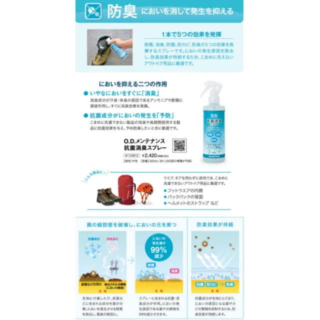 【mont bell】O.D. Maintenance Deodorizer 抗菌除臭噴霧 2瓶 1124812(1124812)