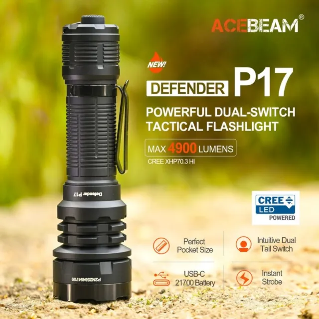 【ACEBEAM】錸特光電 P17 4900流明(445米 遠射程 高亮 戰術手電筒 Cree XHP70.3 HI LED)