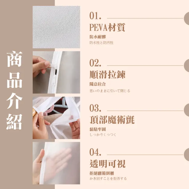 【收納快速】加厚立體衣物防塵罩(掛衣袋 收納 衣櫃 拉鍊 透明 大容量 居家)