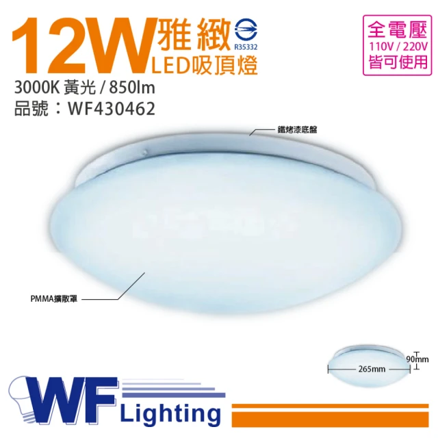 DanceLight 舞光 2入 LED 12W 3000K 黃光 全電壓 雅緻 吸頂燈_ WF430462