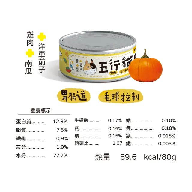 【寵物健康筆記】五行貓膳【機能＋】全能主食罐 80gx24罐(無穀 低磷 低碳水 適合糖尿病貓)