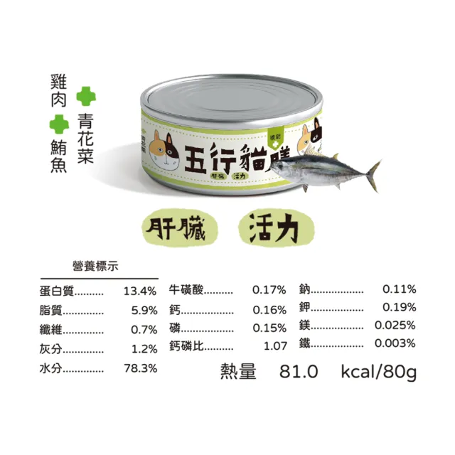 【寵物健康筆記】五行貓膳【機能＋】全能主食罐 80gx24罐(無穀 低磷 低碳水 適合糖尿病貓)