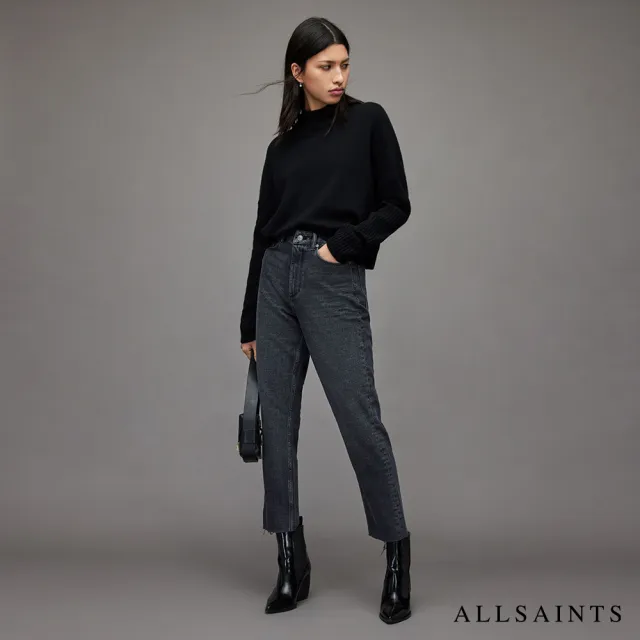 【ALLSAINTS】ORION 喀什米爾羊毛針織上衣毛衣-黑 WK081X(舒適版型)