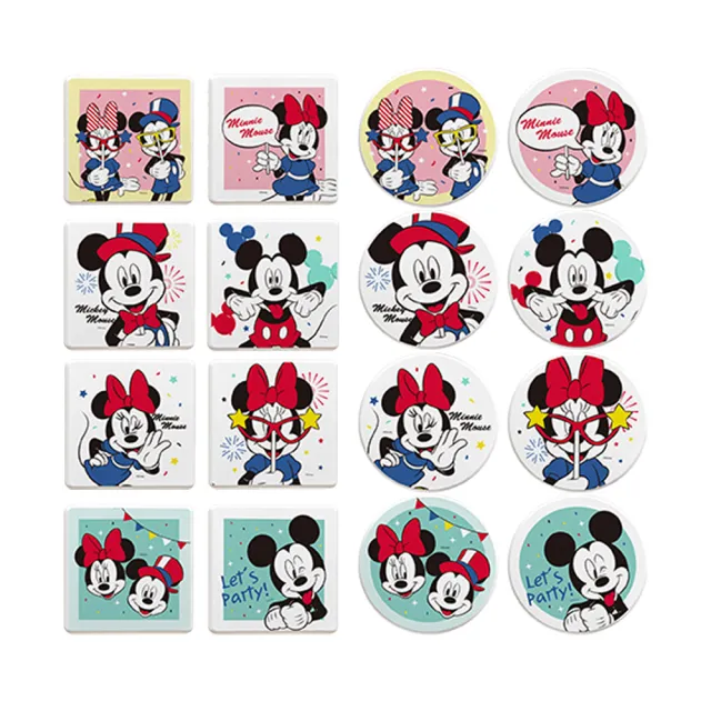 【收納王妃】Disney 迪士尼 米奇米妮派對系列 硬式珪藻土 吸水杯墊 2入/組(尺寸:10x10x0.9cm)