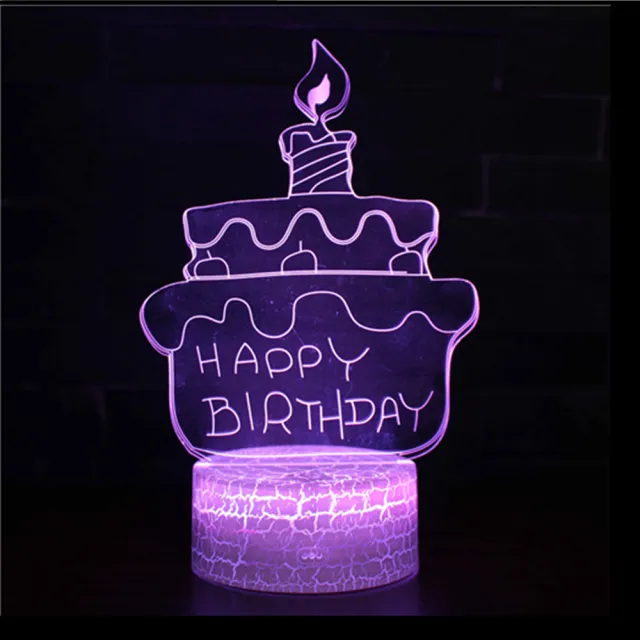 【北熊の天空】生日快樂 爆裂底座LED USB小夜燈 北歐風3D立體造型燈(聖誕節/交換禮物/生日禮物/情人節禮物)